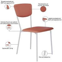 Cadeira Estofada Para Sala De Jantar Village Branco C01 Courino Terra Rosê - Lyam Decor