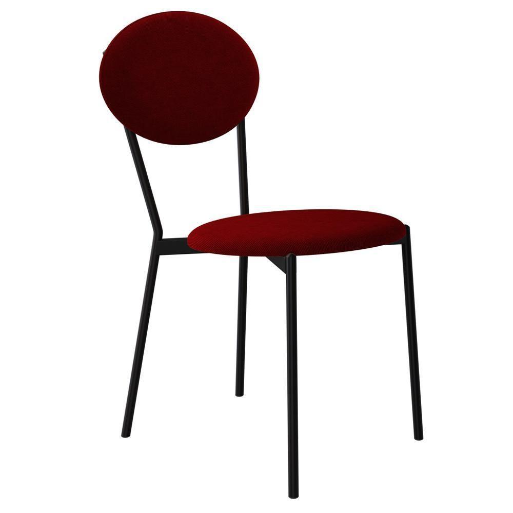 Cadeira Estofada Para Sala De Jantar Azuri Preto C01 Veludo Vermelho Vinho - Lyam Decor - 1