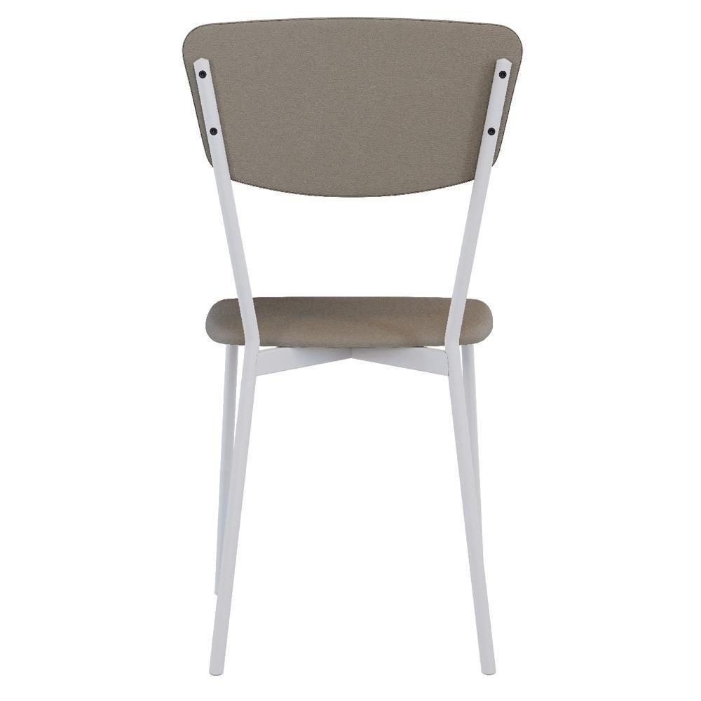 Cadeira Estofada Para Sala De Jantar Village Branco C01 Courino Cinza - Lyam Decor - 7