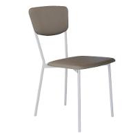 Cadeira Estofada Para Sala De Jantar Village Branco C01 Courino Cinza - Lyam Decor - 1