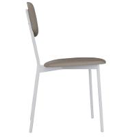 Cadeira Estofada Para Sala De Jantar Village Branco C01 Courino Cinza - Lyam Decor - 6