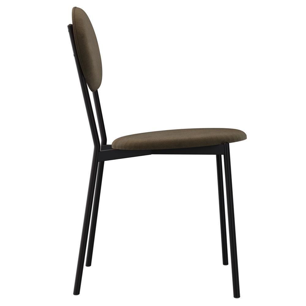 Cadeira Estofada Para Sala De Jantar Azuri Preto C01 Veludo Marrom Sand - Lyam Decor - 6