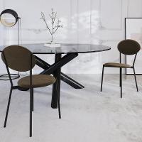 Cadeira Estofada Para Sala De Jantar Azuri Preto C01 Veludo Marrom Sand - Lyam Decor - 2