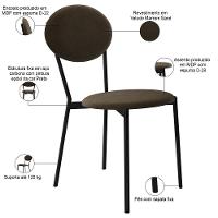 Cadeira Estofada Para Sala De Jantar Azuri Preto C01 Veludo Marrom Sand - Lyam Decor