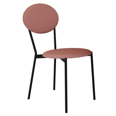 Cadeira Estofada Para Sala De Jantar Azuri Preto C01 Linho Rosê - Lyam Decor