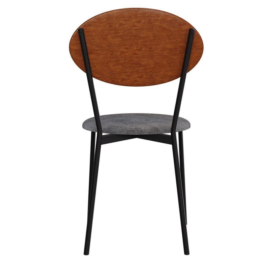 Cadeira Estofada Para Sala De Jantar Azuri Preto C01 Linho Prata Courino Caramelo - Lyam Decor - 7