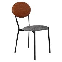 Cadeira Estofada Para Sala De Jantar Azuri Preto C01 Linho Prata Courino Caramelo - Lyam Decor - 1