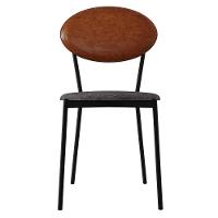 Cadeira Estofada Para Sala De Jantar Azuri Preto C01 Linho Prata Courino Caramelo - Lyam Decor - 3