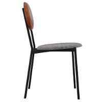 Cadeira Estofada Para Sala De Jantar Azuri Preto C01 Linho Prata Courino Caramelo - Lyam Decor - 6