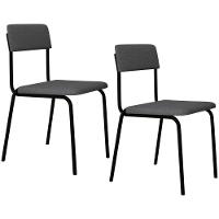 Kit 02 Cadeiras Estofada Para Sala De Jantar Sense Preto C01 Linho Cinza Claro - Lyam Decor - 1