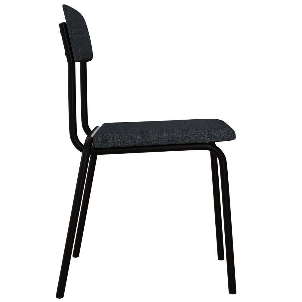 Kit 02 Cadeiras Estofada Para Sala De Jantar Sense Preto C01 Linho Cinza - Lyam Decor - 6