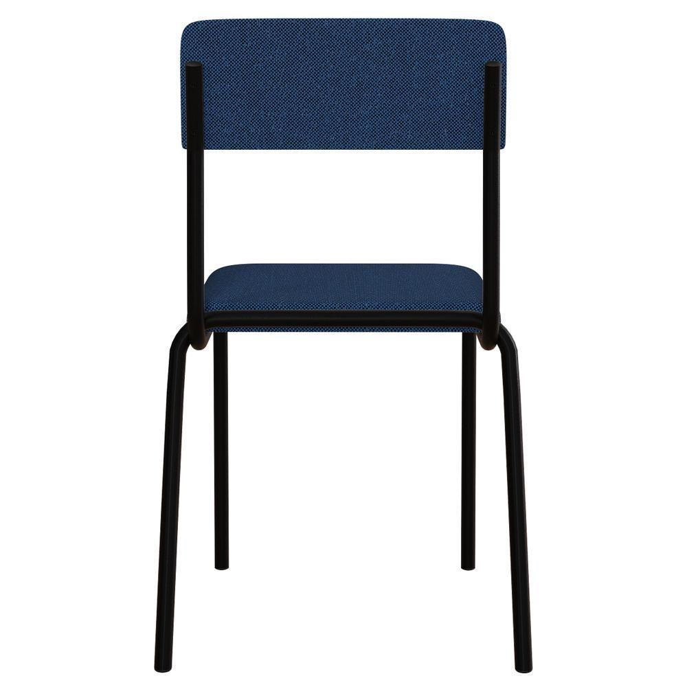 Kit 02 Cadeiras Estofada Para Sala De Jantar Sense Preto C01 Linho Azul - Lyam Decor - 7