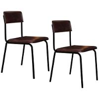 Kit 02 Cadeiras Estofada Para Sala De Jantar Sense Preto C01 Courino Café - Lyam Decor - 1