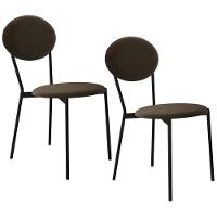 Kit 02 Cadeiras Estofada Para Sala De Jantar Azuri Preto C01 Veludo Marrom Sand - Lyam Decor - 1