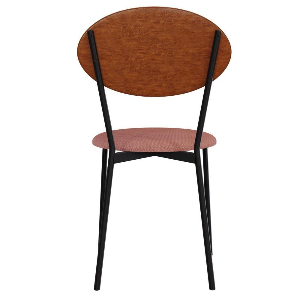 Kit 02 Cadeiras Estofada Para Sala De Jantar Azuri Preto C01 Linho Rosê Courino Caramelo - Lyam Decor - 7