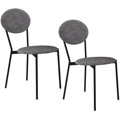 Kit 02 Cadeiras Estofada Para Sala De Jantar Azuri Preto C01 Linho Prata - Lyam Decor