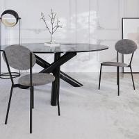 Kit 02 Cadeiras Estofada Para Sala De Jantar Azuri Preto C01 Linho Prata - Lyam Decor - 2