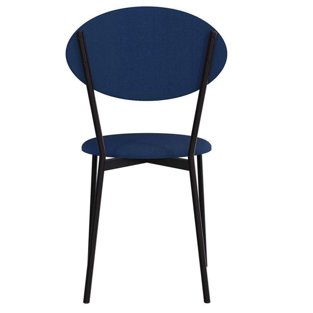 Kit 02 Cadeiras Estofada Para Sala De Jantar Azuri Preto C01 Linho Azul - Lyam Decor - 7