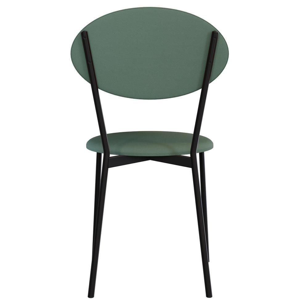 Kit 02 Cadeiras Estofada Para Sala De Jantar Azuri Preto C01 Courino Verde Sálvia - Lyam Decor - 7