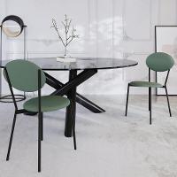 Kit 02 Cadeiras Estofada Para Sala De Jantar Azuri Preto C01 Courino Verde Sálvia - Lyam Decor - 2