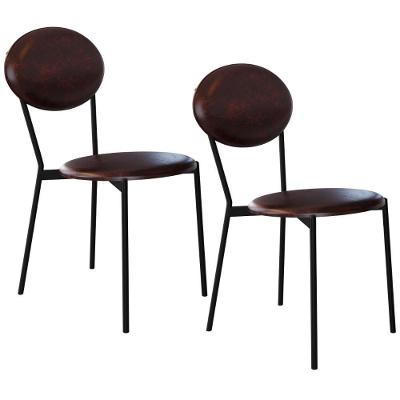 Kit 02 Cadeiras Estofada Para Sala De Jantar Azuri Preto C01 Courino Café - Lyam Decor