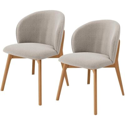 Kit 02 Cadeiras De Jantar E Estar Living Estofada Mia L02 Bouclê Creme - Lyam Decor