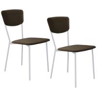 Kit 02 Cadeira Para Sala De Jantar Village Branco C01 Veludo Marrom Sand - Lyam Decor - 1