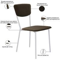 Kit 02 Cadeira Para Sala De Jantar Village Branco C01 Veludo Marrom Sand - Lyam Decor