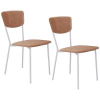 Kit 02 Cadeira Para Sala De Jantar Village Branco C01 Veludo Bege - Lyam Decor - 1