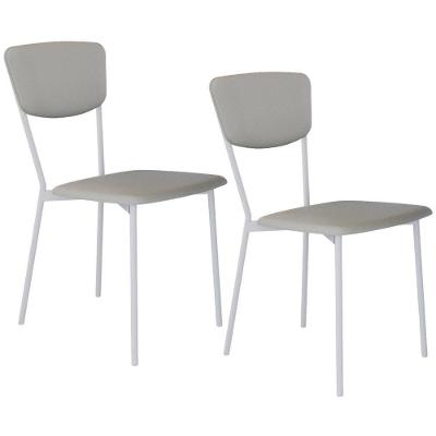 Kit 02 Cadeira Para Sala De Jantar Village Branco C01 Courino Off White - Lyam Decor