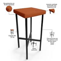 Kit 02 Banquetas Alta Bar Cozinha Sala De Jantar Preto Stella L02 Tecido Terracota - Lyam Decor