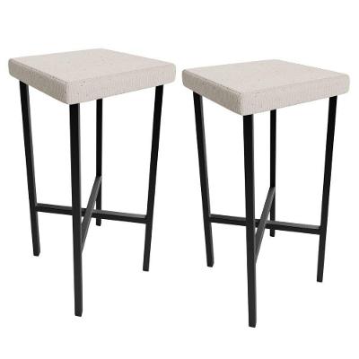 Kit 02 Banquetas Alta Bar Cozinha Sala De Jantar Preto Stella L02 Linho Cru - Lyam Decor