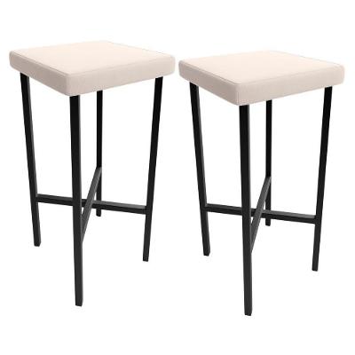 Kit 02 Banquetas Alta Bar Cozinha Sala De Jantar Preto Stella L02 Suede Bege - Lyam Decor