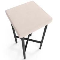 Kit 02 Banquetas Alta Bar Cozinha Sala De Jantar Preto Stella L02 Suede Bege - Lyam Decor - 7