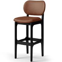 Kit 02 Banquetas Alta Para Cozinha Madeira Fixa Betta L02 Preto Couríssimo Marrom - Lyam Decor - 3