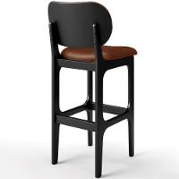 Kit 02 Banquetas Alta Para Cozinha Madeira Fixa Betta L02 Preto Couríssimo Marrom - Lyam Decor - 8