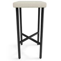 Kit 02 Banquetas Alta Bar Cozinha Sala De Jantar Preto Stella L02 Linho Champagne - Lyam Decor - 6