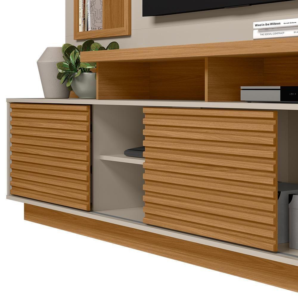 Estante Painel Para Tv 60 Pol Com Led 200cm Bacchi L05 Nature Off White - Lyam Decor - 7