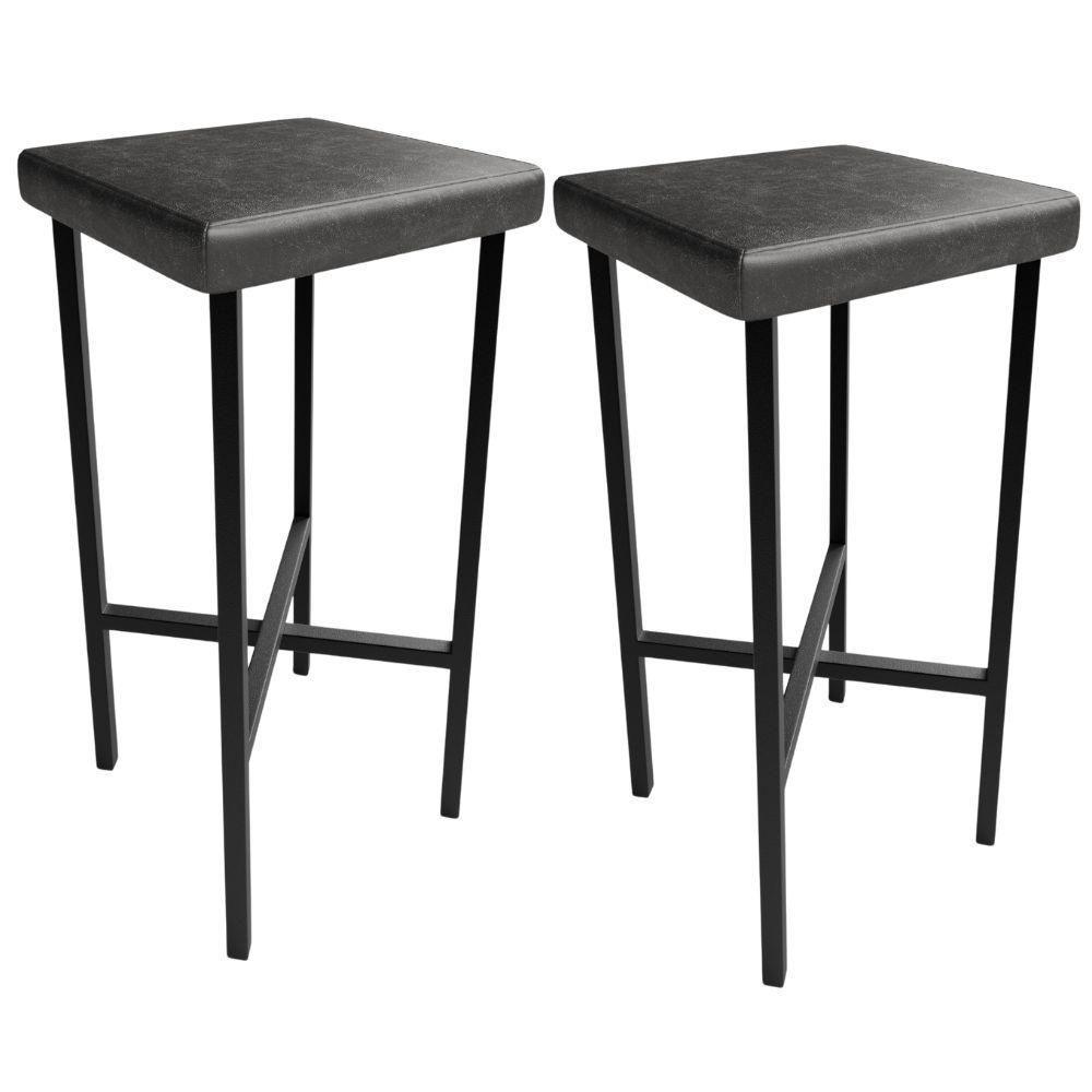Kit 02 Banquetas Alta Bar Cozinha Sala De Jantar Preto Stella L02 Couríssimo Preto - Lyam Decor - 1