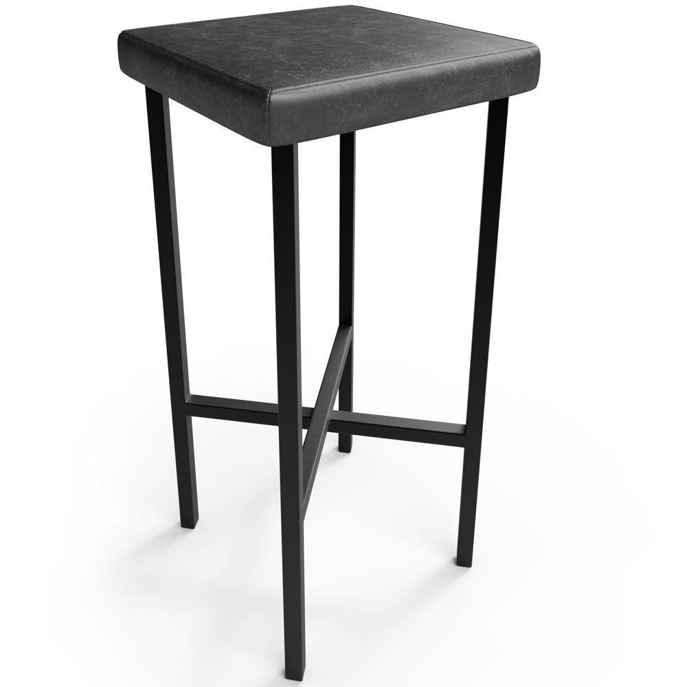 Kit 02 Banquetas Alta Bar Cozinha Sala De Jantar Preto Stella L02 Couríssimo Preto - Lyam Decor - 3