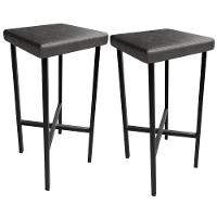 Kit 02 Banquetas Alta Bar Cozinha Sala De Jantar Preto Stella L02 Couríssimo Preto - Lyam Decor - 1