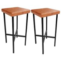 Kit 02 Banquetas Alta Bar Cozinha Sala De Jantar Preto Stella L02 Couríssimo Camel - Lyam Decor - 1