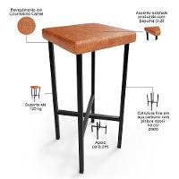 Kit 02 Banquetas Alta Bar Cozinha Sala De Jantar Preto Stella L02 Couríssimo Camel - Lyam Decor