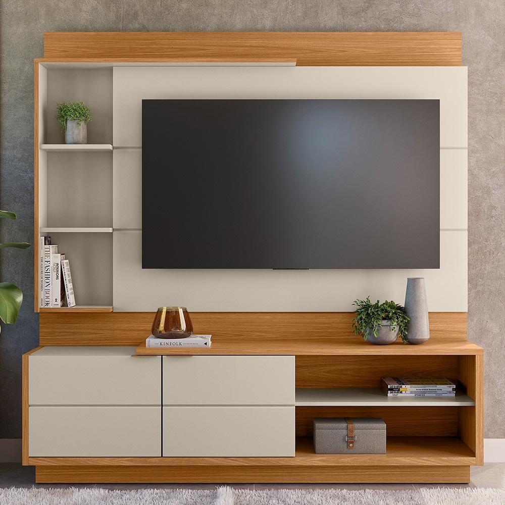 Estante Painel Para Tv 60 Pol 180cm Paradise L05 Nature Off White - Lyam Decor - 2