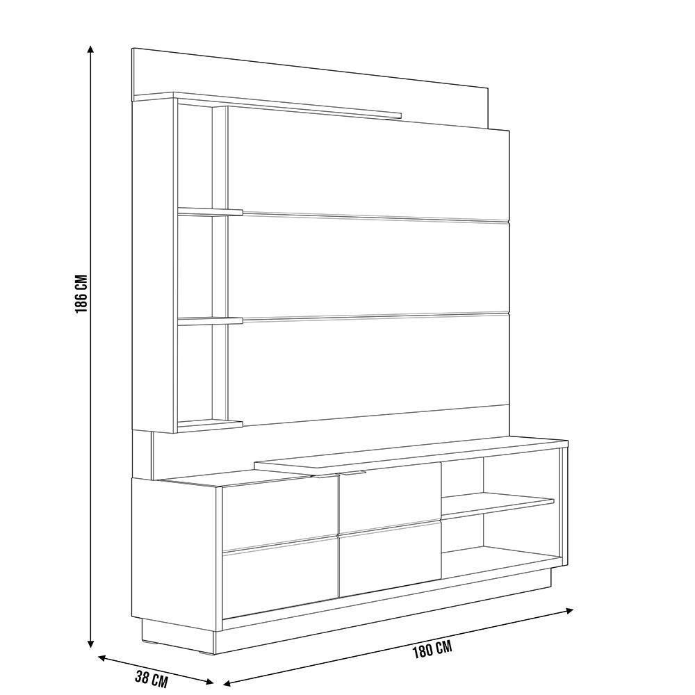 Estante Painel Para Tv 60 Pol 180cm Paradise L05 Nature Off White - Lyam Decor - 5