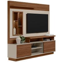 Estante Painel Para Tv 60 Pol Com Led 200cm Bacchi L05 Jatobá Off White - Lyam Decor - 1