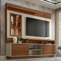Estante Painel Para Tv 60 Pol Com Led 200cm Bacchi L05 Jatobá Off White - Lyam Decor - 2