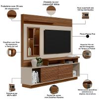 Estante Painel Para Tv 60 Pol Com Led 200cm Bacchi L05 Jatobá Off White - Lyam Decor