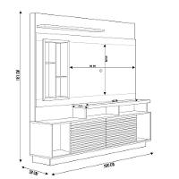 Estante Painel Para Tv 60 Pol Com Led 200cm Bacchi L05 Jatobá Off White - Lyam Decor - 5