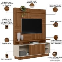 Estante Painel Para Tv 60 Pol 150cm Boaz L05 Jatobá Off White - Lyam Decor